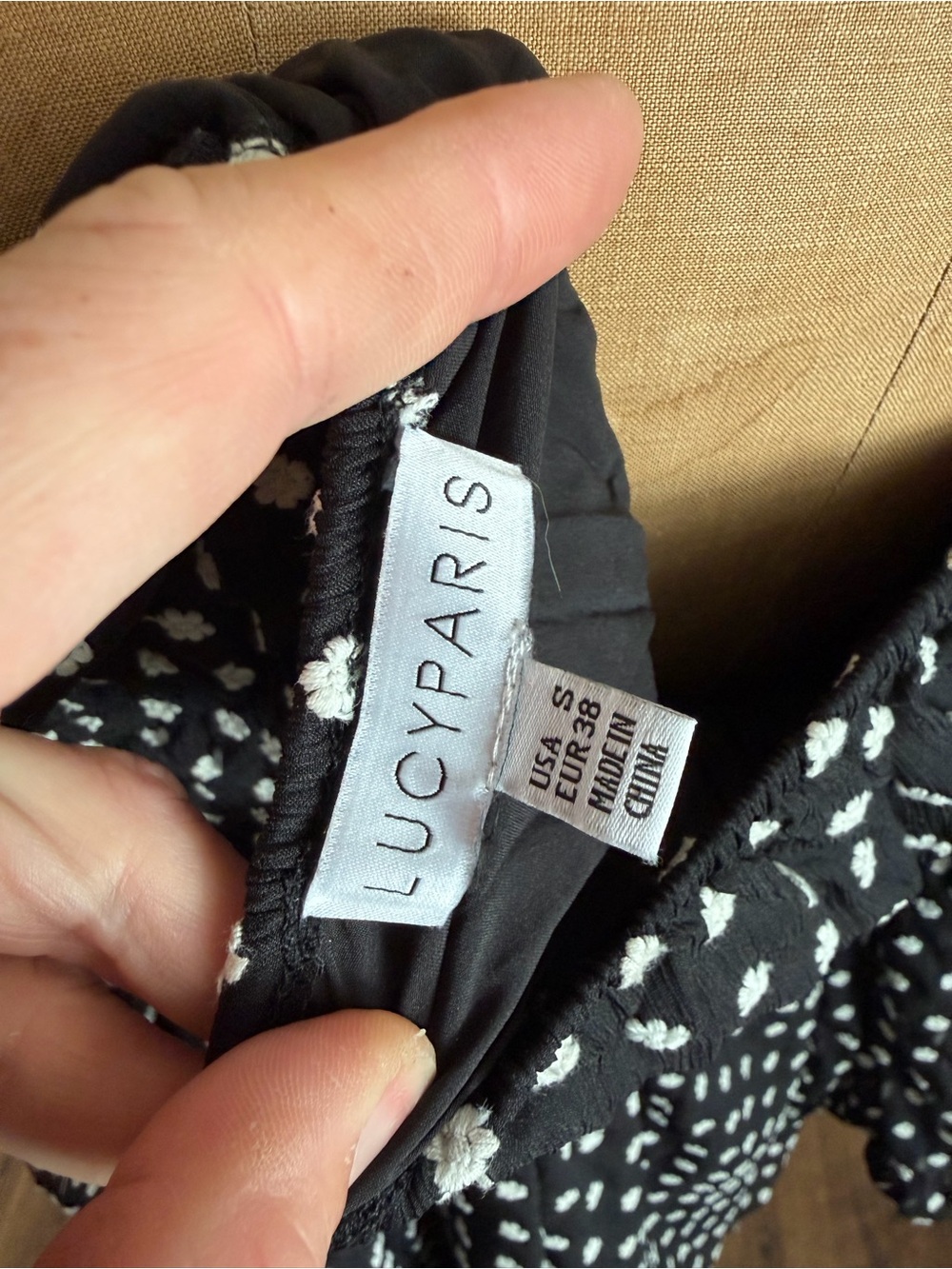Lucy Paris Black & White Polka Dot Smocked Mini Dress - Picture 5 of 6